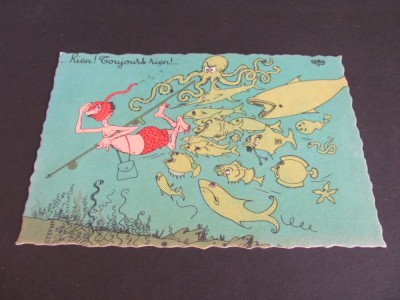 Carte Poștală Umoristică Franța 1958 &amp;ndash; &amp;quot;Rien! Toujours rien!&amp;quot;, Ilustrație A. Dubout foto