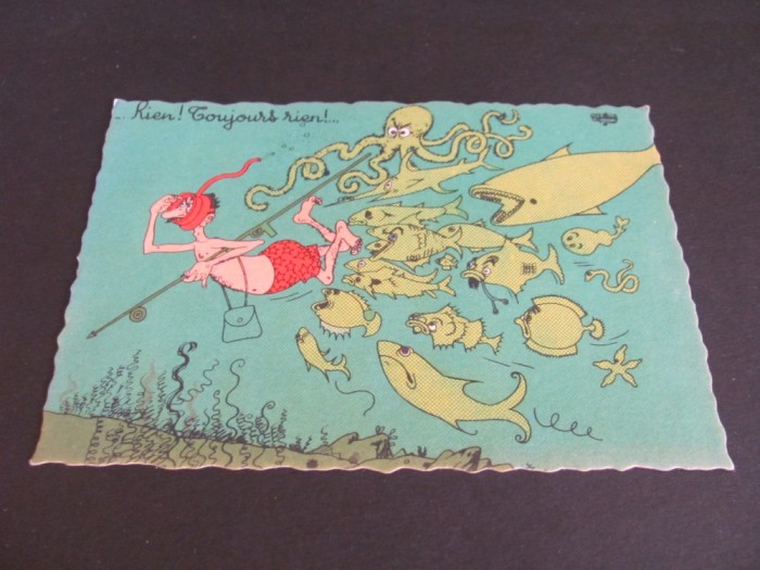 Carte Poștală Umoristică Franța 1958 &ndash; &quot;Rien! Toujours rien!&quot;, Ilustrație A. Dubout