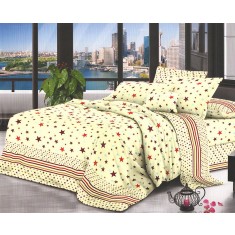 Lenjerie de pat pentru o persoana cu husa de perna patrata, Mabry, bumbac mercerizat, multicolor