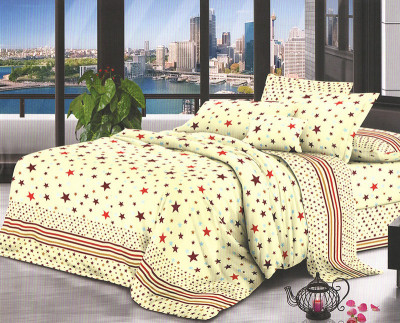 Lenjerie de pat matrimonial cu husa elastic pat si fata perna dreptunghiulara, Mabry, bumbac mercerizat, multicolor foto