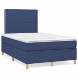 Cumpara ieftin Pat box spring cu saltea, albastru, 120x200 cm, textil