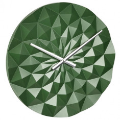 Ceas de Perete Analog Geometric de Precizie TFA, Creat de Designer, Model Diamond, Verde Metalic foto