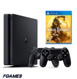 Consola Sony Playstation 4 Slim Ps4 500gb + Doua Controllere + Mortal Kombat 11 PlayStation 4, Second-Hand