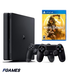 Consola Sony Playstation 4 Slim Ps4 500gb + Doua Controllere + Mortal Kombat 11 PlayStation 4, Second-Hand