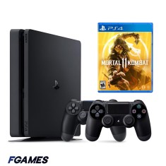 Consola Sony Playstation 4 Slim Ps4 500gb + Doua Controllere + Mortal Kombat 11 PlayStation 4, Second-Hand