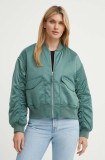 Levi&#039;s geaca bomber femei, culoarea verde, de tranzitie, A7262