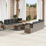 VidaXL Set de canapele pentru grădină cu pernă 11 pcs Gri Rattan poli
