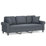 Cumpara ieftin Canapea cu 3 locuri cu pernute, gri inchis, 180 cm, catifea