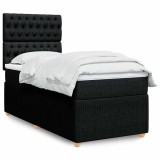 Gossi pat box spring cu saltea, negru, 80x200 cm, textil