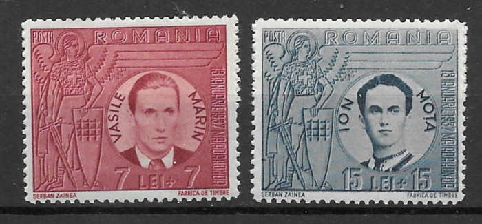 Romania 1941 - Vasile Marin si Ion Mota, serie cu sarniera nestampilat, LP142III