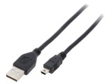 Cablu USB 2.0 A-B Mini Aurit 1.8m Negru, Gembird