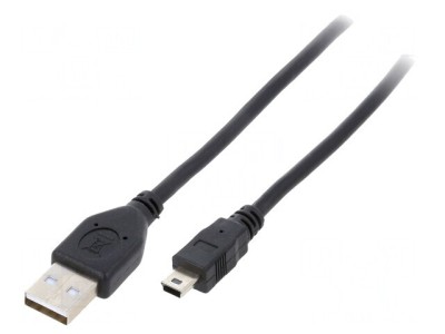 Cablu USB 2.0 A-B Mini Aurit 1.8m Negru foto