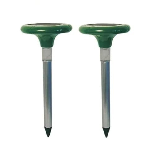 Set de 2 aparate antidaunatori, cartite, cu incarcare solara, fixare in pamant cu tarus, verde