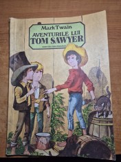 carte pentru copii - aventurile lui tom sawyer - mark twain - din anul 1985 - carte format mare