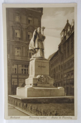BUDAPESTA , STATUIA LUI PAZMANY , CARTE POSTALA , INTERBELICA foto