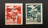 Regatul Rom&acirc;niei 1930-1931 "Aviația &amp; Stema Regatului" (3 Lei Roșu cu Supratipar "8 IUNIE 1930" Ștampilat &amp; 6 Lei Verde Neștampilat) - TG1