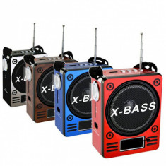 Boxa portabila X-BASS cu radio, acumulator, lanterna si USB foto