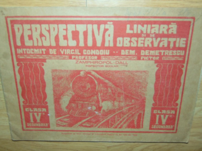 PERSPECTIVA LINIARA SI DE OBSERVATIE -CLASA IV-a SECUNDARA- VIRGIL CONDOIU 1937