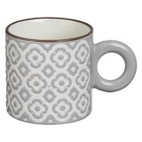 Cană Ceramică Mini Gri cu Model Floral Reliefat 200ml, CMCLASS