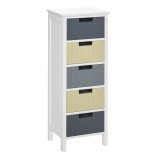 HOMCOM Comodă din Lemn cu 5 Sertare Comodă Auxiliară de Depozitare cu Picioare &Icirc;nalte Stil Modern pentru Dormitor Sufragerie Baie 35x28x90,5 cm Multic