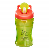 Sticla rezistenta la varsare cu paie 12m+ 340ml. verde Vital Baby