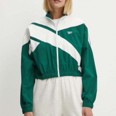 Reebok Classic geaca Archive Essentials femei, culoarea verde, de tranzitie, oversize, 100076212