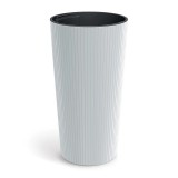 Ghiveci decorativ de flori, rotund, inalt, alb, 30x57.5 cm, Lamia Slim