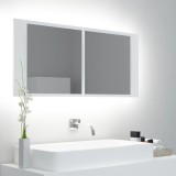 vidaXL Dulap de baie cu oglindă și LED, alb, 100x12x45 cm, acril