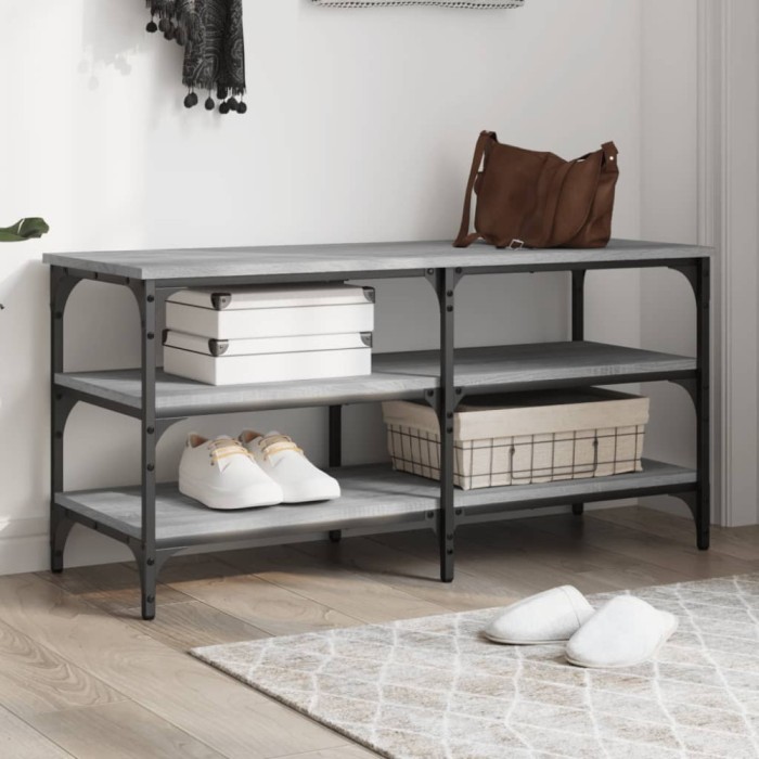 vidaXL Bancă de pantofi, gri sonoma, 100x38,5x49 cm, lemn prelucrat 839046