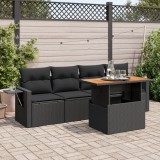 Cumpara ieftin Gossi set mobilier de gradina cu perne, 5 piese, negru, poliratan