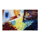 Tablou abstract pictat manual birou, living, dormitor - Conexiuni astrale - 100x60cm ulei pe panza, Spectaculos