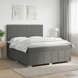 Cumpara ieftin Pat boxspring cu saltea Gri inchis 160 x 200 cm Tesatura