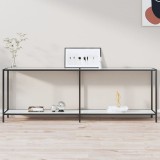 vidaXL Masă consolă,alb, 220x35x75,5 cm, sticlă securizată
