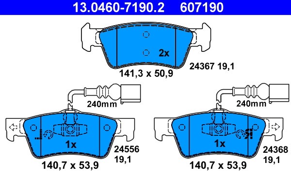 ATE 13.0460-7190.2 set placute frana,frana disc