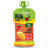 Smoothie natural din fructe de banane si capsuni, 120 g, Bob Snail