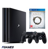 Consola Sony Playstation 4 Pro Ps4 1tb + Doua Controllere + The Elder Scrolls Online PlayStation 4, Second-Hand