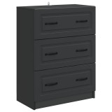 vidaXL Dulap cu sertare Negru 66 x 34,5 x 87 cm Lemn prelucrat 895756