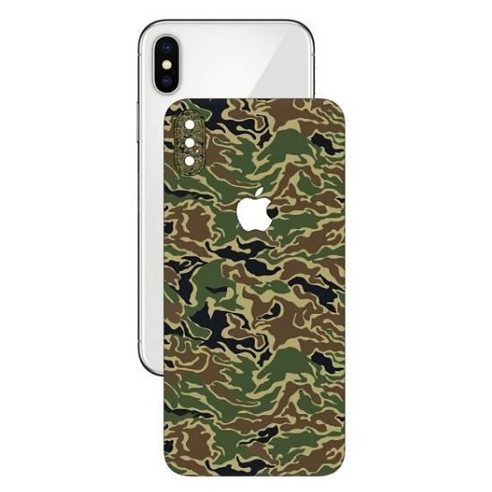 Set Folii Skin Acoperire 360 Compatibile cu Apple iPhone XS (Set 2) - ApcGsm Wraps Camo Green