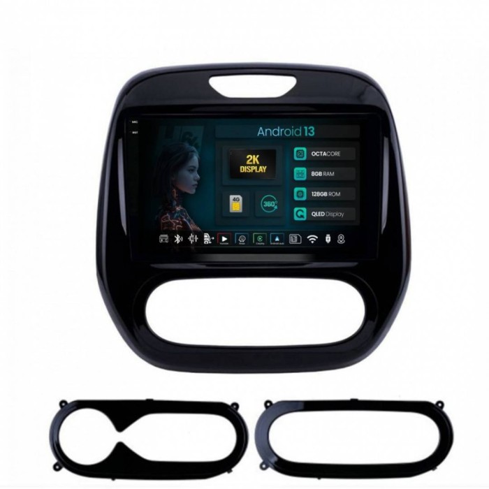 Navigatie 2K Renault Captur (2013-2019) 8GB RAM Android 13 Octacore Slot Sim 4G DSP GPS Wi-FI Carplay Android Auto USB Bluetooth Waze Touchscreen 9.5