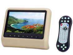 DVD Player Auto Universal Display Moditor 9 inch compatibil cu tetiere &amp;amp;#8211; Bej foto