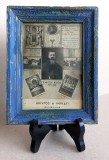 1936 Anton Bișoc, Preot franciscan martir din Sabaoani judet Roman - Jubileul de Pasti, vechi carton mixt ilustrat inramat