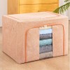 Cutie de Depozitare Pliabila, Flippy, 66 L, din Bumbac si In, 50x40x33 cm, Fereastra Frontala, 2 Usi de Acces cu Fermoar Bidirectional, Cadru Metalic,