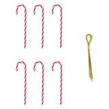 Bastonase de Craciun Rosii si Albe - Ornamente Brad Set 6 Bucati cu Fir Auriu Suspendare - CMCLASS