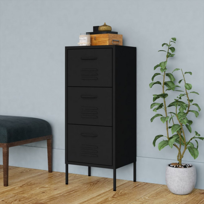 Gossi dulap de depozitare, negru, 42,5x35x101,5 cm, otel