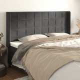 VidaXL Tăblie de pat cu aripioare gri &icirc;nchis 163x16x118/128 cm catifea