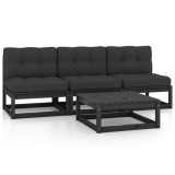 Cumpara ieftin Set mobilier grădină cu perne, 4 piese, lemn masiv pin