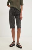 Answear Lab pantaloni scurti jeans femei, culoarea negru, neted, high waist
