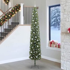 vidaXL Brad de Crăciun artificial Verde 270 cm PVC și oțel și plastic 3394983