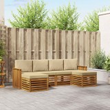 vidaXL Seturi de canapele 6 pcs Natural și Bej Lemn Solid de Acacia 3375248