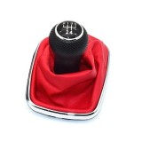 Nuca schimbator viteze + manson cu piele ecologica rosie, compatibil Volkswagen VW Golf 4 Bora
